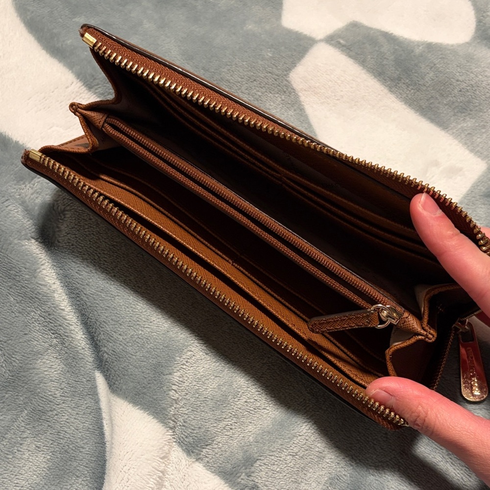 Michael Kors Tan Leather Zip Wallet - Picture 4 of 9